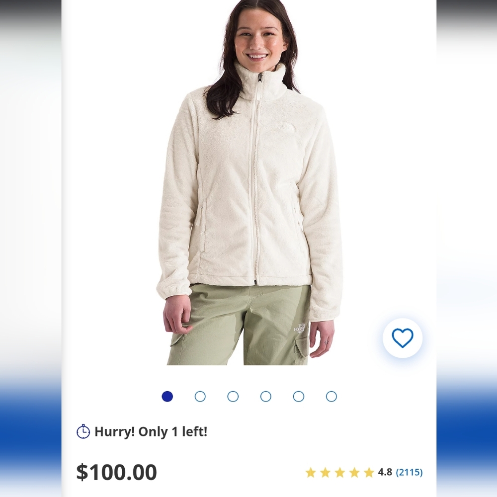 North Face White Osito Fleece Jacket